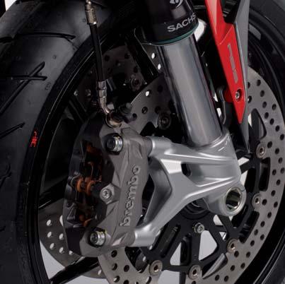 0 system, employing Sachs front forks and rear shock absorber, features a sophisticated electronic control system which, through continuous interventions to the hydraulic settings, provides the best