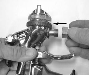 To install the 8oz. (250cc) or 3oz. (88cc) cup assembly, first install the material adapter, A4150.