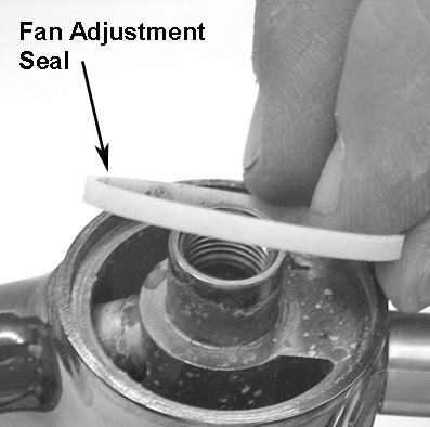 Note: Make sure you reassemble the two pieces correctly or you will only get a round fan pattern. 4. Remove the fan adjustment seal (#9).