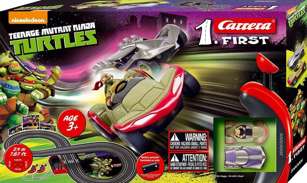 RACE SETS RACE SET TMNT- KIDS 1 FIRST FIGURE 8 (TOY-63006) Dimensions assembled: 3.05 x 1.48 ft. / 36.61 x 17.72 in / 93 x 45 cm Track length: 7.87 ft / 94.