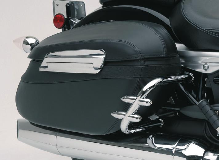 99 Heavy Duty Ballistic Nylon Saddlebag Trim Rails Add to the flowing lines of the motorcycle Polished and chrome-plated trim