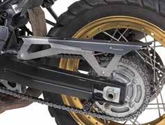 Visually the metal chain guard fits much better with the overall concept of a touring enduro like the V-Strom.