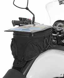 This arrangement prevents accidental actuation of the horn or indicators when turning the handlebars. The map pocket is sized for A4 (28 x 32 cm) and can be removed.