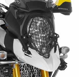 SUZUKI Headlamp guard with quick release fastener Even when chunks of dirt are flying, you can now ride through terrain with the secure feeling that the sensitive headlamp glass of your touring