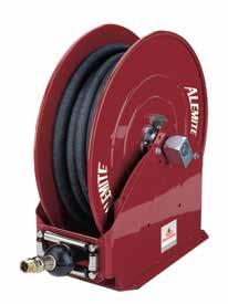 00 Large Capacity Hand Rewind Air,Water,Fuel Hose Reel Working pressures up to 3,000psi (207bar) 1 NPT inlet and outlet All metal construction Hand rewind hose reel with long handled lock pin Low