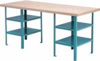 3/4" thick solid laminated hardwood top, mounted on all-welded pedestals with 2 shelves Pedestals are 18" W x 24" x 32" H Overall height: 34" olour: Kleton blue 3500-lb or 5000-lb apacity ll-welded