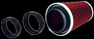 C - Multi-Fit Neck - Fits 3"(76mm), 3 1 /2"(89mm) & 4"(102mm) Pipes High Flow cotton fibre element (Washable) Includes gear drive clamp Lifetime Warranty 9731