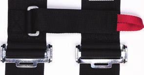 Built-in latch guard. 11222 (Red) 11223 (Blue) 11224 (Black) 11225 (Purple) 11226 (Gray) Part #11255 3 webbing. Duck bill type 55" seat belt bolt in.