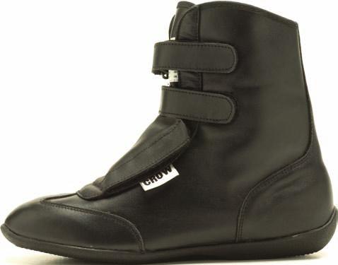 3/5 Black leather with flame-retardant interior. Features covered laces with Velcrow closure.