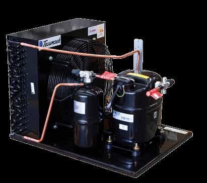 HTA Condensing Units Tecumseh Reciprocating Standard Features Tecumseh Europe L Unite Hermetique compressor Large HTA condenser Factory wired single phase fan motor/s Liquid receiver Copper tails on