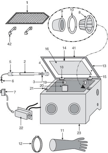 PARTS DIAGRAM Thank you for purchasing this CLARKE Shot Blast Cabinet which is designed for professional, workshop use.