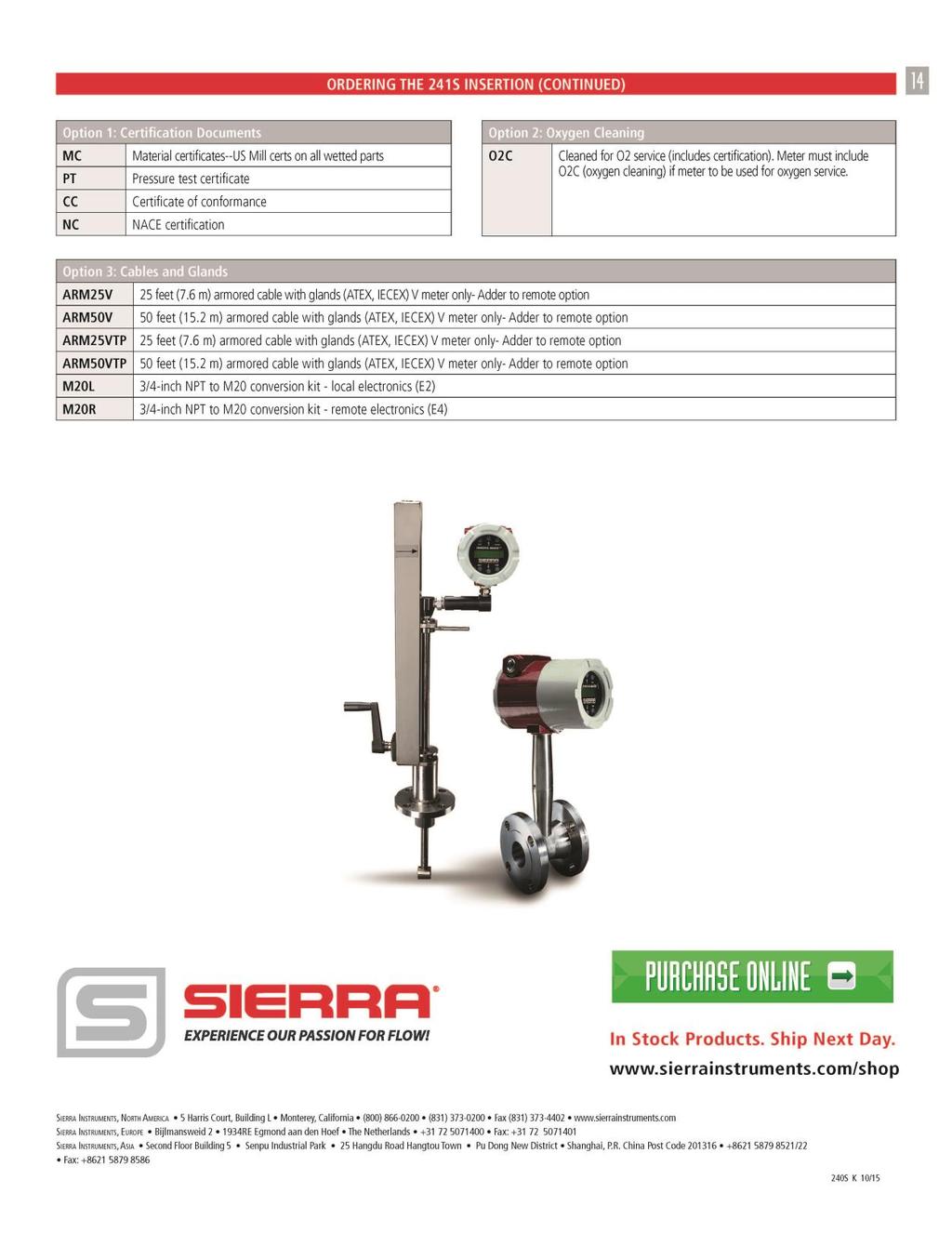 Sierra 240/241 Series Instruction