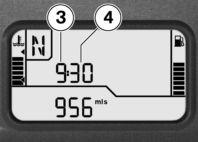 Press button 1 or button 2 repeatedly until total mileage is shown. Press button 1 repeatedly until clock is shown.