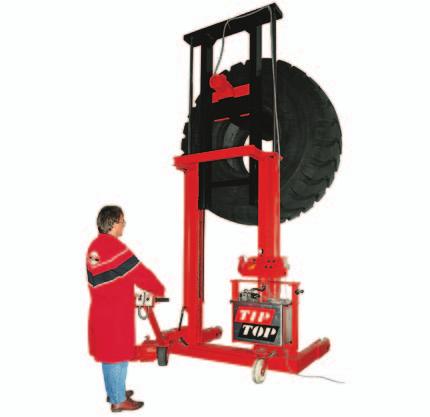 25 R 35-48/95 R 57 Inch 517 3554 EM repair stand, with hoisting winch (manual) Total access to the tyre - Working height of the tyre is adjusted by specially geared hand crank - The roller bars allow