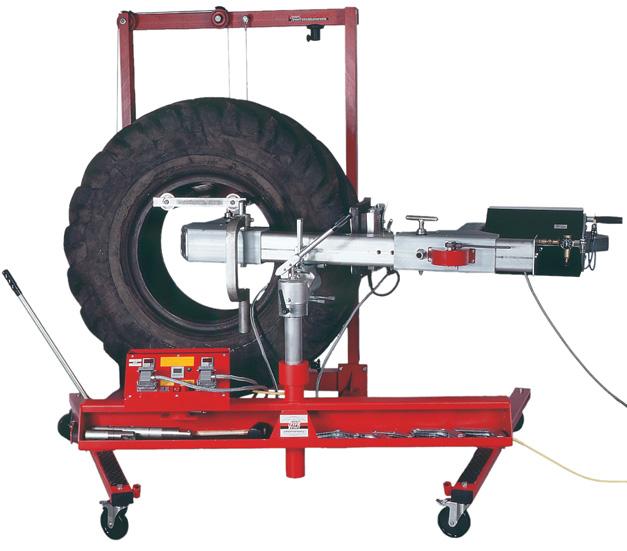 Thermopress EM I Hot vulcanizing machine for repairing injuries in the tread, shoulder, and sidewall of radial and bias-ply tires on truck, agricultural and OTR/EM tires, with the use of REMA TIP TOP