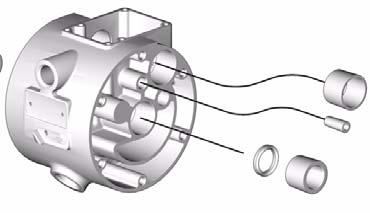 If you removed the diaphragm shaft bearings (117) reach into the center housing (101) with an o-ring pick and hook the u-cups (110), then pull them out of the housing. Inspect the u-cups. See FIG. 24.