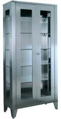 stainless steel storage and supply cabinets are available with solid doors.