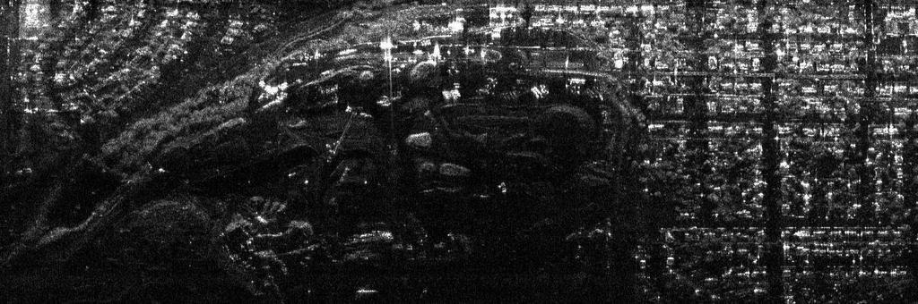 Figure 3. Stripmap SAR image of a portion of Brigham City, UT processed from data gathered using microasar on the Surf Angel testbed.