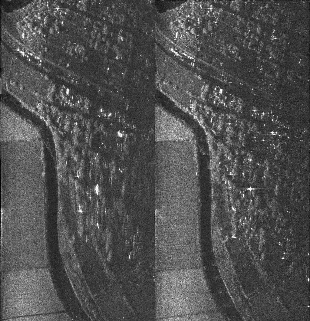 Figure 4. Side-by-side comparison of microasar data processed with and without motion compensation.