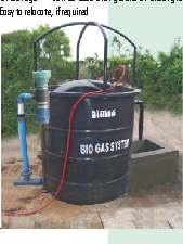 Problem of Gas Leakage High Quality Organic Manure is produced as a by product which is used for enriching the soil 63 DEENBANDHU TYPE BIO GAS HOLDERS: SERIES "DBGP" Volume Suitable for (Cu. Mtr.