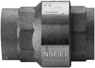 MODEL PARTS LIST CDC-1 Check Valve (Sizes 3/8 and 1/ ) NSF 61 Approved Meets low lead requirements Soft Seat for Bubble Tight Shutoff, Spring Loaded for Fast Seating Action Compact Design Low