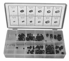 Use these set screws in confined areas, where there is no room for a protruding head. Nine coarse sizes, three fine sizes. 220 Pieces 11 Sizes Nyplug-125-156 1/8" x 5/32" 20 pcs.