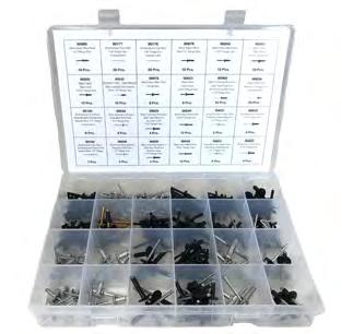 RETAINER ASSORTMENTS 917 263 Piece Push Type Rivet and Retainer Assortment in 24 Compartments Part # Qty Assortment Includes: 90980 90177 90178 90979 90654 90981 90658 90635 90978 90653 90969 90634