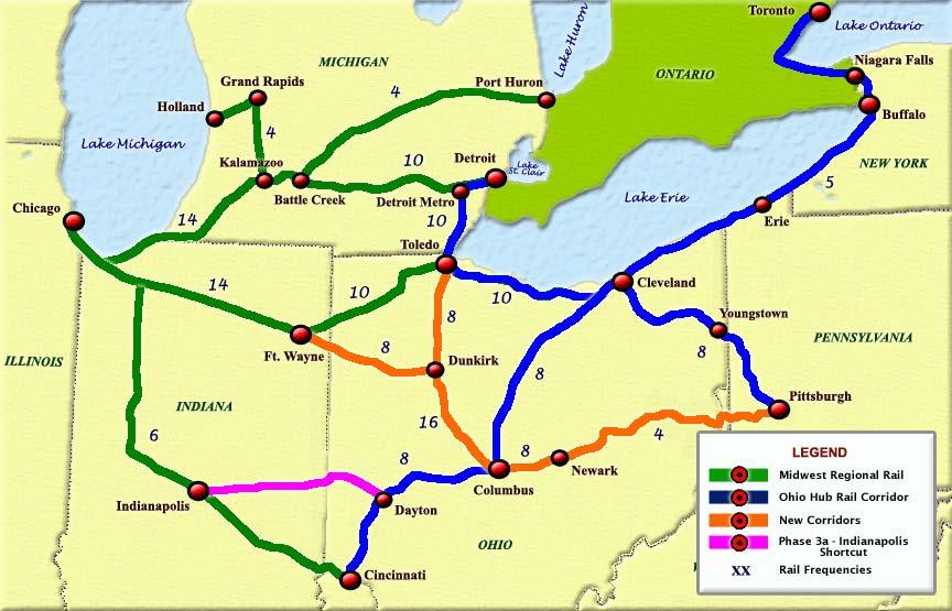 Ohio Hub Optimized Train Frequencies Toledo Hub: 76 Trains/Day 38 Arrivals 38 Departures Columbus