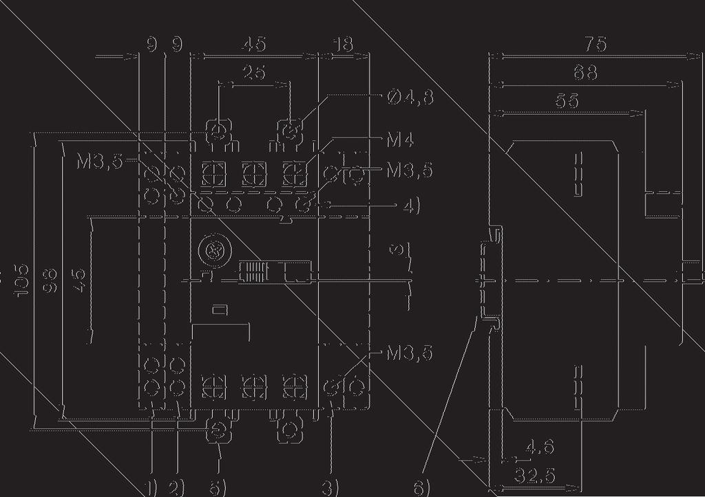 Dimensions (mm) Circuit-breaker C4-32T 3) Shunt or