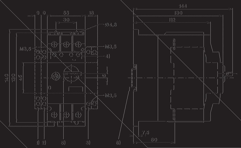 Dimensions (mm) Circuit-breaker C4-63R 3) Shunt