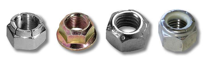 Figure 23 - Examples of positive locking nuts T11.2.2 There must be a minimum of two (2) full threads projecting from any lock nut. T11.2.3 All spherical rod ends and spherical bearings on the steering or suspension must be in double shear or captured by having a screw/bolt head or washer with an O.