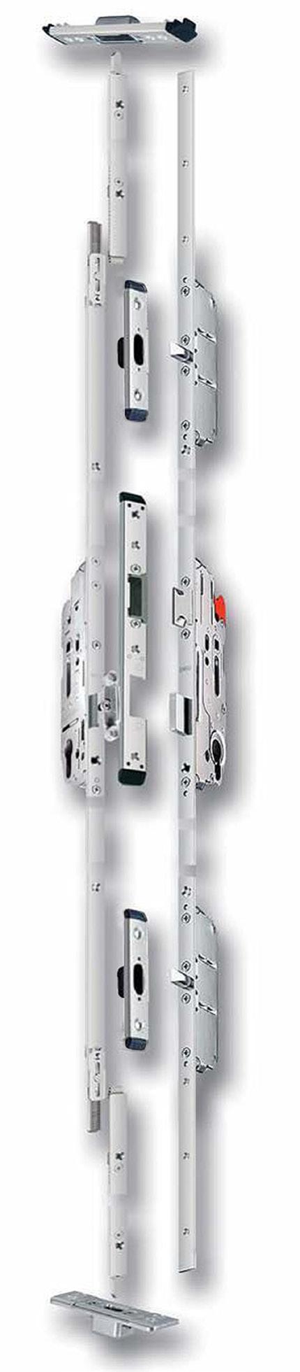 Multipoint lock, panic bar and cylinder successfully tested and conform to EN1125 - Classification 37601322A - Single doors minimum rebate width 700mm, maximum rebate width 1200mm - Double doors