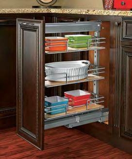 5200 MP SERIES PULLOUT PANTRY Maple shelves with Stylinox, an Anti-Skid transparent coating that not only prevents skidding, but also protects the surface.
