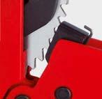 opening of the blade at the push of a button Rubberised handle Rustfree steel blade with Vedge