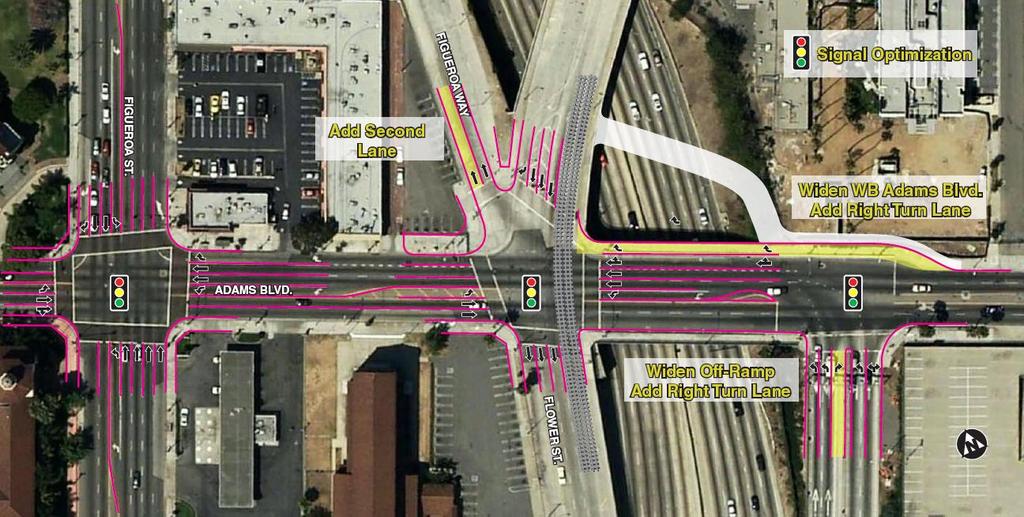 Planned Improvements I-110 > Widen Adams Blvd to add