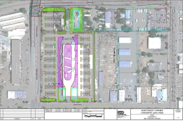 Current Projects: Civil Park-n-Rides/Street Improvements in Design Longmont at 1st and Main Pine