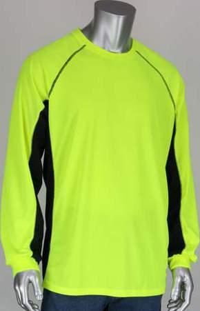 -0B-LY Hi-Vis Lime Yellow with Black Trim S - XL HI-VIS LONG SLEEVE T-SHIRT ANSI compliant material 0%