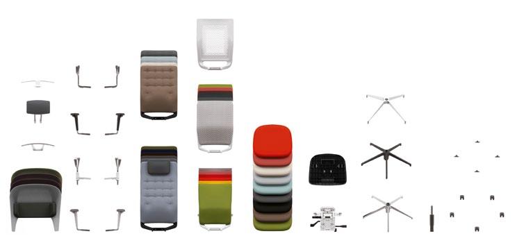ID CHAIR CONCEPT Components of the modular ID Chair system The ID Chair Concept offers countless customisation options to suit indiidual users.