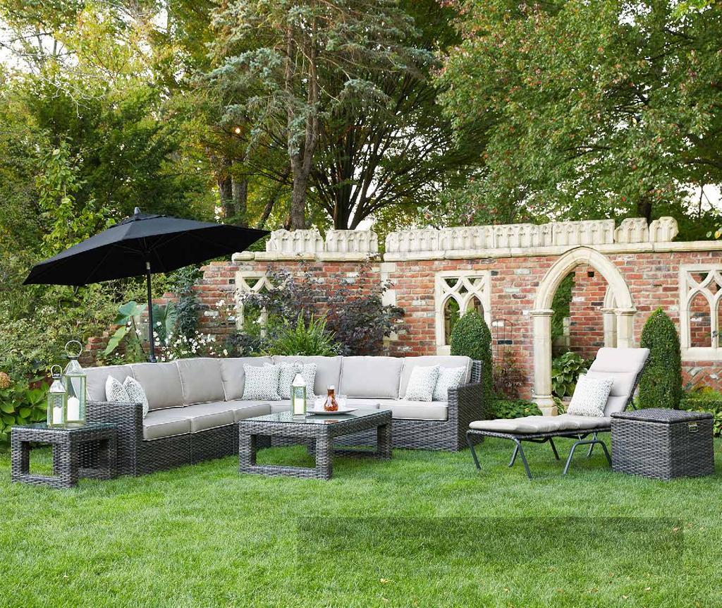 Outdoor Furnishings, Indoor Style The Greystone Collection is the ultimate in design flexibility, offering two frame options and two cushion colors with distinctive contrast piping.
