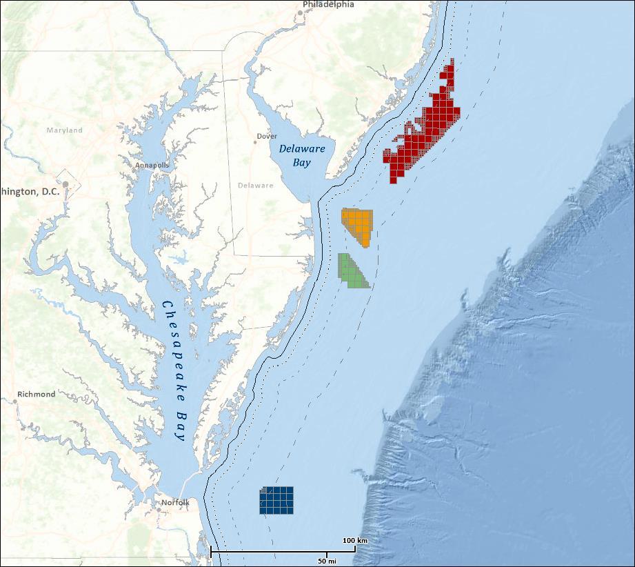 Total Offshore Wind Potential Capacity in the Smart from the Start Mid-Atlantic WEAs 4800 m 4800 m 456 km 2 ~ 1,980 MW 419 km 2 ~ 1,820 MW 323 km 2 ~ 1,400 MW 1,434 km 2 ~ 6,220 MW Assumes