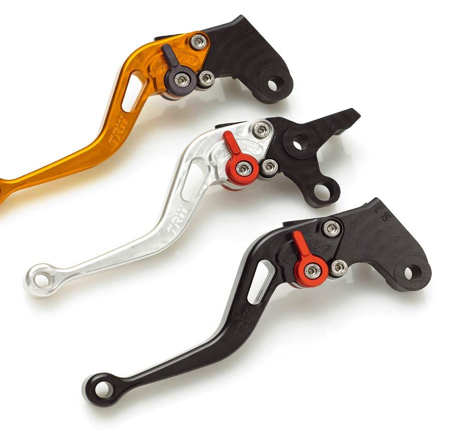TRW LEVERS GETTING TO GRIPS WITH FULL POWER The attractive CNC-machined aluminium levers combine a lightweight