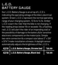 A daylight sensor automatically adjusts the brightness of the L.E.D. s. 4219 L.E.D. Battery Gauge, Chrome (ea) 4218 L.