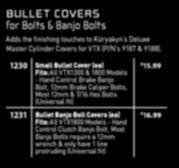 99 banjo bolt cover This trick little cover erases nasty looking zinc or cadplated brake line fittings that are very prone to