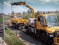 Inspections are possible with the Unimog road-railer driven by remote control from the working platform. Track maintenance: Keeping up the infrastructure of the tracks involves many challenges.