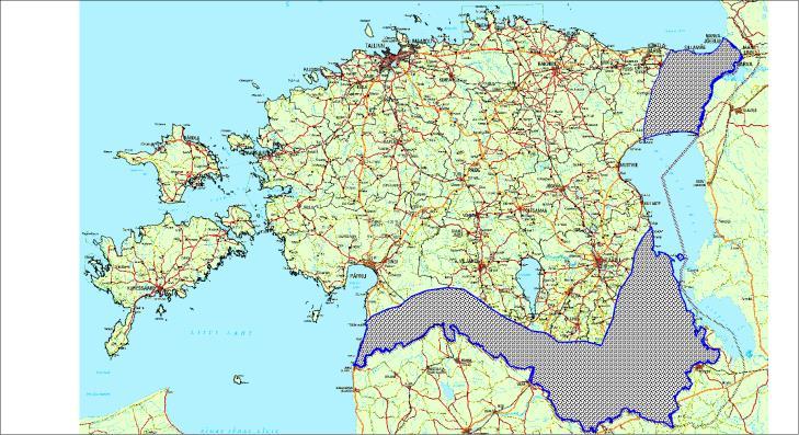 km² area Depth of immune belt: 30 km in north east near river Narva (Leningrad Region of