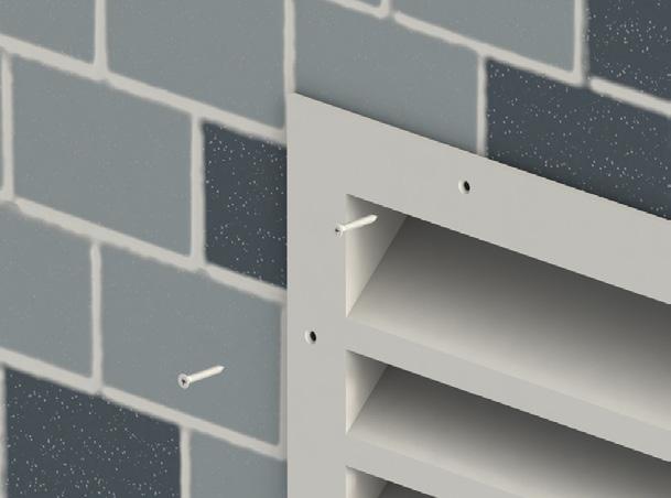 Rear mounted concealed fixing lugs - FL 3mm thick, 25mm wide aluminium lugs, protruding 50mm from the back of the louvre neck can be