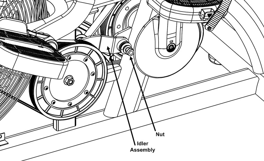 open end wrench. Fig. 6 7. From the user left side remove the clutch assisted idler wheel assembly (Fig.