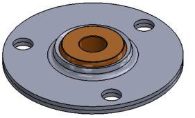 170 Series Center Flang-gee This three bolt complete flang-gee bearing assembly shown has the same porous bronze bearing as the 150 and 160 Series.