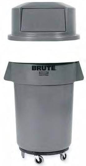 Rubbermaid Brute Containers with Venting Channels and Dolly Contains four patent-pending venting channels that dramatically reduce the force required to remove