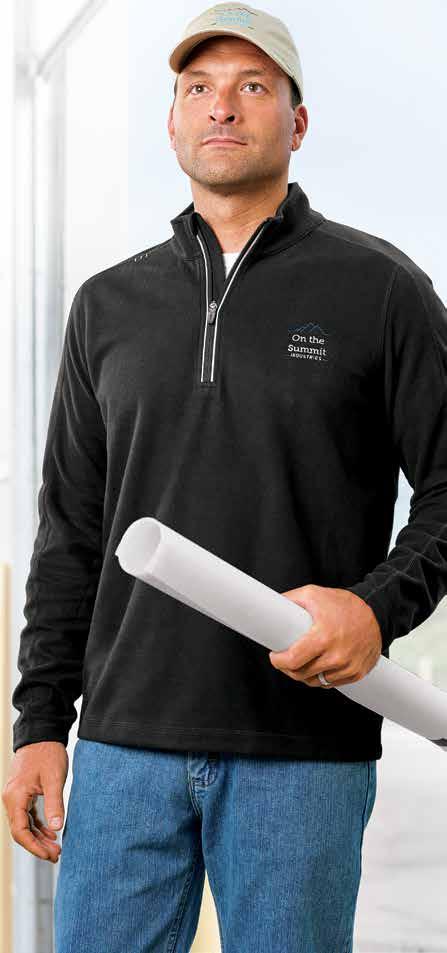 60067 Quarter-Zip Performance Top Contrast stitching provides fashion forward styling Moisture wicking properties to